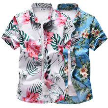 Camisa havaiana masculina de verão, 11 cores, novo estilo, moda casual, tamanho grande, manga curta, camisa de praia, flor, roupas de marca masculinas, 2019 2024 - compre barato