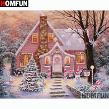 Homfun quadrado completo/broca redonda 5d diy pintura de diamante "casa rosa" bordado ponto cruz 5d decoração de casa presente a14458 2024 - compre barato