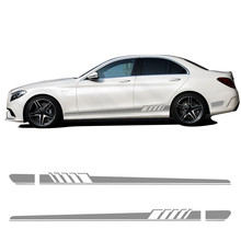 Prata cinza estilo do carro saia listra lateral adesivos amg edição 507 corpo guirlanda decalque para mercedes benz classe c w205 acessórios 2024 - compre barato