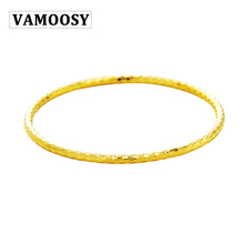 Vintage Cuff Bracelet Bangles for Women Brief real 24k Gold Color bangles Charms Bracelet female Jewelry 2018 Christmas present 2024 - buy cheap