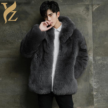 Luxurious Men Jackets Real Fur Coats From Nature Fox Furs Best Quality Wholeskin Fox Fur Coat Warm Turn-down Collar Winter 2021 2024 - buy cheap