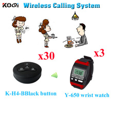 Service Paging System For Restaurant Waiter Pager Y-650 And K-H4 Guest Buzzer( 3pcs wrist watch+ 30pcs call button) 2024 - buy cheap