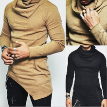 Мужские свитера с высокой горловиной, необычный дизайн, мужской свитер, однотонный мужской Повседневный свитер, пуловер, свитера для мужчин 2024 - купить недорого