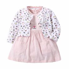 Infant Baby Girls Bodysuit Dresses 2019 Summer Autumn Long-Sleeved Coat+Short SLeeve Dress 2 Pieces Bebe Baby Girls Clothes Set 2024 - buy cheap