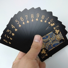 Juego de cartas de póker de PVC, juego de cartas de plástico resistente al agua, cartas de póker de oro negro, herramienta clásica para trucos de magia, juegos divertidos para fiestas familiares, novedad 2024 - compra barato
