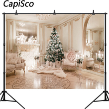 Capisco Photography Backdrop Christmas Tree Luxury Room Fireplace Candle Armchair Background Photocall Photo Shoot Props Decor 2024 - buy cheap