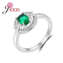 Romantic Crystals Stone Stylish Ring Oval Green Zircons With V Letter Shaped Women 925 Sterling Silver Rings Wedding Gift 2024 - buy cheap