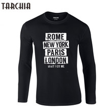 Мужская футболка с длинным рукавом TARCHIA, забавная Осенняя рубашка с принтом, облегающая брендовая мужская футболка в римском стиле, Нью-Йорк, Париж, новые хлопковые топы для мужчин, 2021 2024 - купить недорого