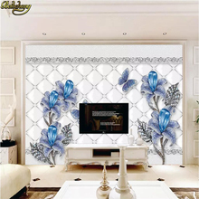 Beibehang-papel de pared personalizado, papel tapiz para habitación y dormitorio, 3d, flor de lirio de Diamante Azul, foto mural, papel tapiz para sala de estar 2024 - compra barato