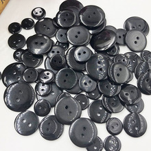50pcs 11/13/15/18/20/22mm Black Color Overcoat Plastic Button 2 holes Craft Sewing PH263 2024 - buy cheap