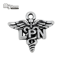 my shape Zinc Alloy LPN Licensed Practical Nurse Handstamped wings Pendant Charms for Jewelry Making Wholesale 30pcs/lot 2024 - buy cheap