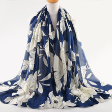 Bufandas de invierno de lujo para mujer, hijab musulmán de algodón con flores, chal de estilo británico, hijab floral 2024 - compra barato