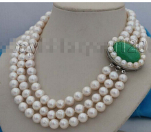 Collar de perla redonda blanca, 3 filas, 18-19-20 pulgadas, Natural, 10mm, n. ° f1894 Joyería de palabras para mujer, precio al por mayor de fábrica, regalo 2024 - compra barato