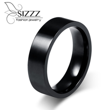 SIZZZ Black Wedding Rings For Women Men 8mm High Polished Surgical Steel Rings USA Size 2024 - buy cheap