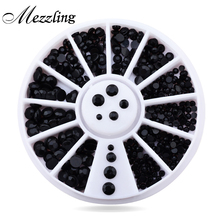 New Mix 3sizes Black 3d Nail Rhinestone Pearls Art Flatback Nail Tips Sticker Decoration Wheel 2024 - buy cheap