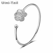 Uini-tail-pulsera de plata de ley 925 con forma de flor blanca, brazalete sencillo multicapa, con apertura de cereza, estilo coreano, ED084 2024 - compra barato