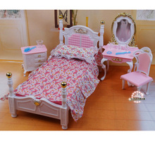 For Barbie Doll Furniture Accessories Plastic Toy Sweet Dream Princess Bed Dressing Table Chair Christmas Holiday Gift Girl DIY 2024 - buy cheap