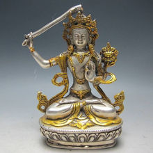 Elaborate Chinese White Copper Gilt Tibetan Buddhism Statue --- Manjushri Buddha 2024 - buy cheap