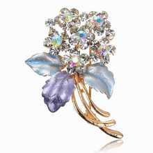 Hot Sale Brooch Clothing Accessories Flower Crystal Enamel Rhinestone Purple Brooch Bouquet For Women Breastpin Pin 2024 - buy cheap