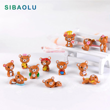 12pcs Cartoon Brown Bear Miniature Figurine Simulation Animal Model Home Decor Decoration Cake mini fairy garden ornament toy 2024 - buy cheap