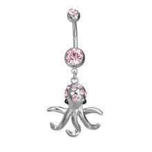 Requintado octopus zircon cristal cirúrgico aço botão da barriga anéis sexy balançar umbigo piercing anéis strass corpo jóias 2019 2024 - compre barato