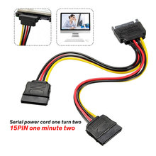 Plugue macho sata 15pin, plugue para 2 fêmeas 15pin power hdd conector cabo 20cm para disco rígido hdd divisor de disco rígido 2024 - compre barato