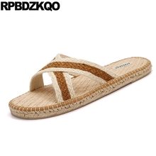 Diseñador Diapositivas Casual Ponerse Moda Cuerda Zapatos Sandalias Para Hombre 2018 Verano Al Aire Libre Plano Tejido Zapatillas Alpargatas Pescador 2024 - compra barato