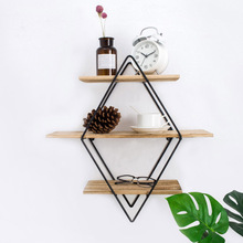 Nordic Living Room Bedroom Metal Wall Shelf Racks Wrought Iron Wall Hanging Wooden Wall Storage Rack Creative Wall Partition 2024 - buy cheap