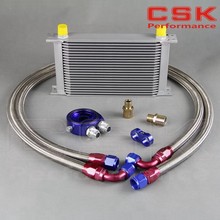 22 ROW AN-10AN UNIVERSAL ENGINE TRANSMISSION OIL COOLER BRAND CSK  22 ROWS BRITISH TYPE SILVER+ FILTER KIT BLUE 2024 - buy cheap