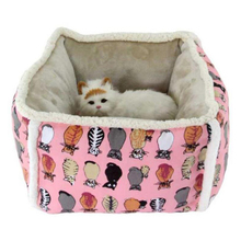 Cesta de gato de peluche con estampado de dibujos animados, perrera para perros pequeños, cachorros, Yorkies, gatitos, cojín extraíble, cama de tubo alto para perro 2024 - compra barato