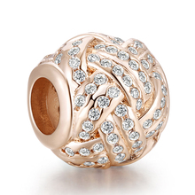 Pingente para pulseira de prata esterlina 925, joia feminina brilhante de ouro rosa com nó para fazer joias 2024 - compre barato