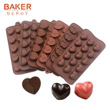 BAKER DEPOT-Molde de silicona para Corazón de caramelo de chocolate, moldes de azúcar, herramienta de silicona, bandeja de hielo para gelatina, 15 agujeros 2024 - compra barato