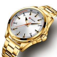 Curren relógio de pulso dourado masculino, de quartzo social clássico estiloso de aço 2024 - compre barato