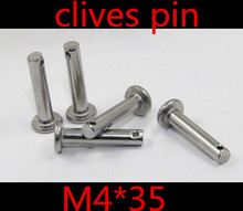 50pcs/lot M4*35  4mm  M4 304 stainless steel Clevis Pin,Flat head cylindrical pin with hole 2024 - buy cheap