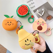 Funda bonita con dibujos animados para Apple AirPods 2, funda protectora con correa para el dedo, fruta única 3D 2024 - compra barato