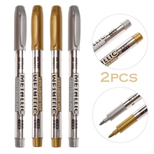 2Pcs Waterproof Permanent Metal Color Ink Pen Photo Album DIY Invitation Card Metallic Marker Pen 2024 - buy cheap