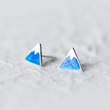 Mão esmalte azul triângulo iceberg 925 prata esterlina brincos para meninas pequenas brinco na moda jóias finas yea373 2024 - compre barato