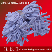 10 pçs/lote navio livre 30cm de comprimento t4 t5 t8 tubo elétrico conector de luz cabo 2 pinos duplo-fim cabo de conexão linha