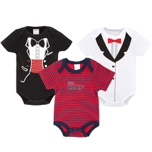 2020 Summer Boys Baby Bodysuits 3 pcs/set Striped Cartoon Printing Cotton Baby Clothes Newborn Infant Outwear 2024 - buy cheap