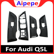 For Audi (FY) Q5 2018 2019 ABS Chrome Carbon Fiber Grain Car Window Lift Switch Panel Decoration Cover Car Accessories 2024 - buy cheap