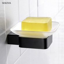 Black Plated Stainless Steel Square Soap Dishers Bathroom Accessories Soap Dish Holder With Glass 2024 - buy cheap