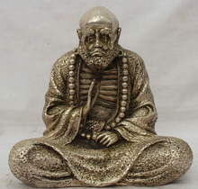 Frete grátis 8 "budismo chinês prata assento arhat damo bodhidharma buda estátua bh r0710 35% 2024 - compre barato
