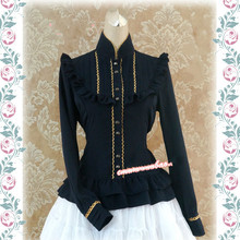 Классическая блузка в стиле "Лолита" с воротником-стойкой и длинным рукавом 2024 - купить недорого