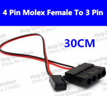 50pcs/lot 30CM Computer Fan 4 Pin Molex Female To 3 Pin Female Adapter Cable Free shipping 2024 - buy cheap