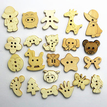 Natural Wood Button Sewing clothing Cartoon Buttons children/decoration/Craft/Scrapbooking Accessories 200 pcs Free Shipping 2024 - buy cheap