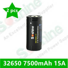2 pcs original SOSHINE NCR 32650 7500mAh 15A 3.7v li-ion Rechargeable Flat Top Batteries lithium battery 2024 - buy cheap