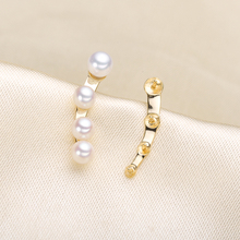 S925-Ajustes de pendientes de perlas de plata de ley para mujer, montaje de 4 perlas, accesorios de joyería, accesorio para armar a mano, 3 unids/lote 2024 - compra barato