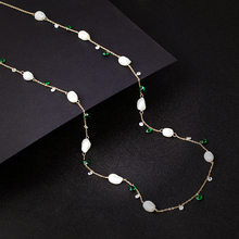 Luxury Irregular Freshwater Pearl dot beaded necklace for women Green Crystals stone Long chain choker women jewelry girl gift 2024 - buy cheap