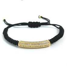 Brand Anil Arjandas Men Macrame Bracelets,Gold Color Long Tube Micro Pave CZ Copper Noodle Beads Briading Macrame Bracelet 2024 - buy cheap