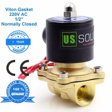 U.S. Solid 220V AC 1/2''  Brass Electric Solenoid Valve  Normally Closed  for Air, Water, Fuel 2024 - buy cheap